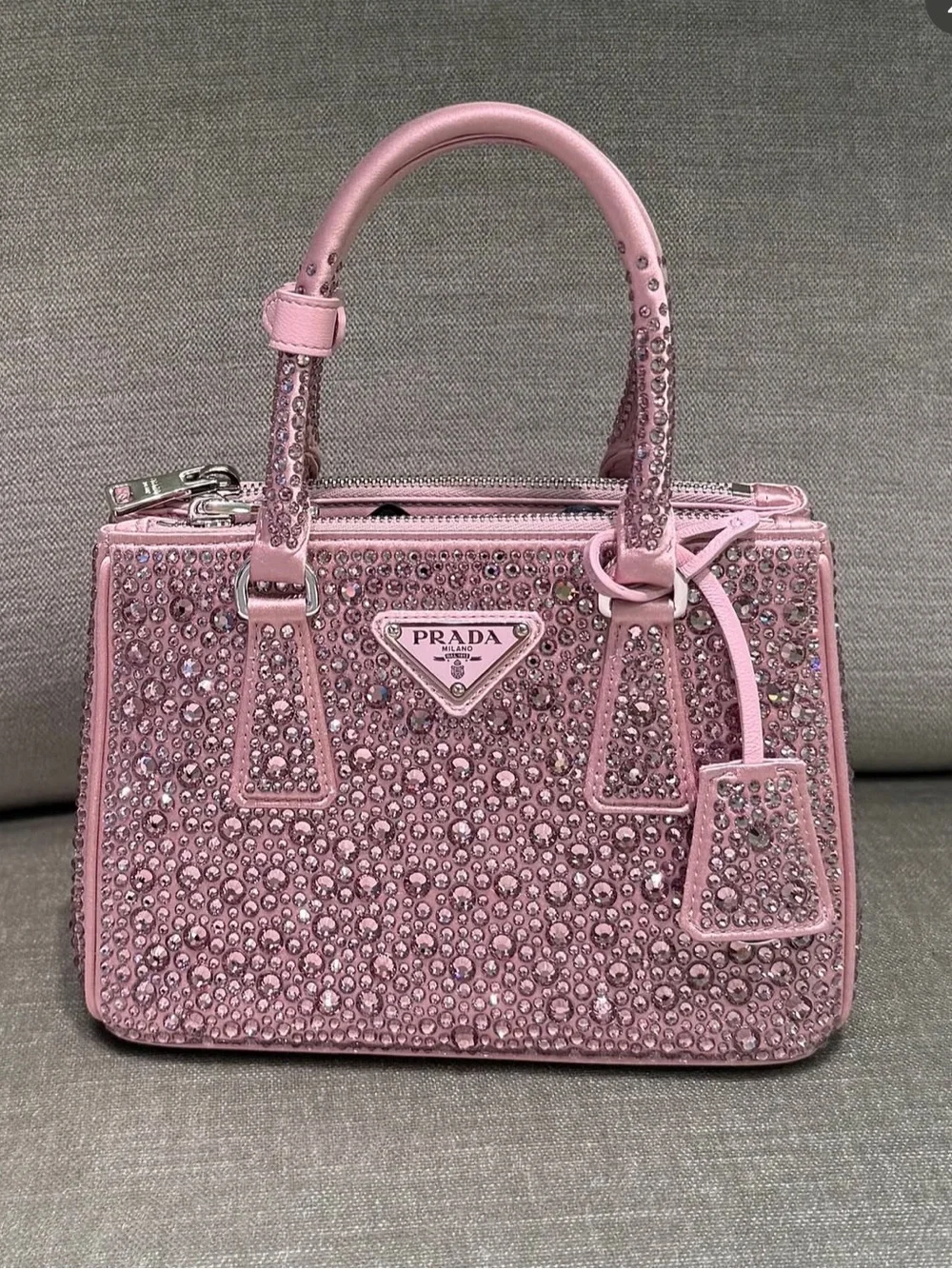 Prada Pink Crystal-Studded Satchel